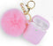 Fluffy Pink Air Pods Case Silicone Glittery With Keychain