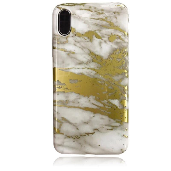 iPhone X/XS Marble Case Gold White Shiny Finish 3D Print