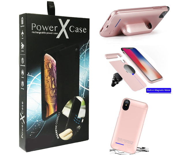 iPhone XR POWER X Battery Case 4200mAh With Magnetic Kickstand Rose Gold