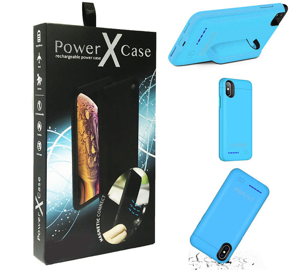 Blue iPhone X/XS POWER X Battery Case 4200mAh With Magnetic Kickstand