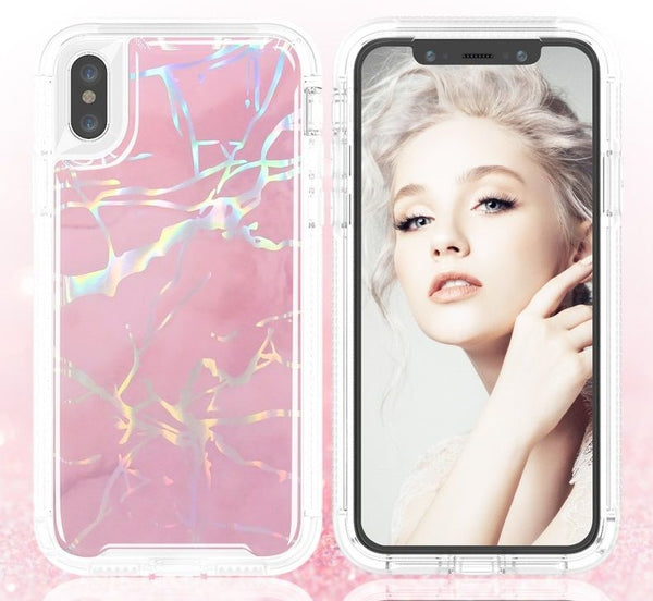 Pink iPhone XS MAX Heavy Duty Marble Case