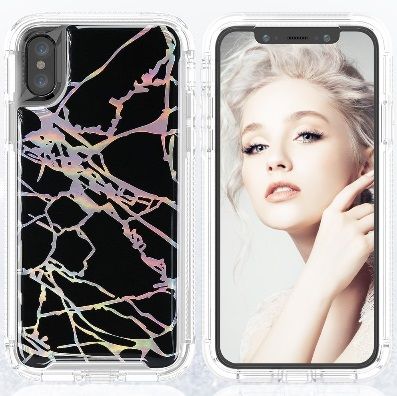 Black iPhone X/XS Heavy Duty Marble Case