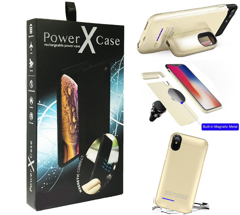 iPhone XS MAX POWER X Battery Case 5000mAh With Magnetic Kickstand Gold