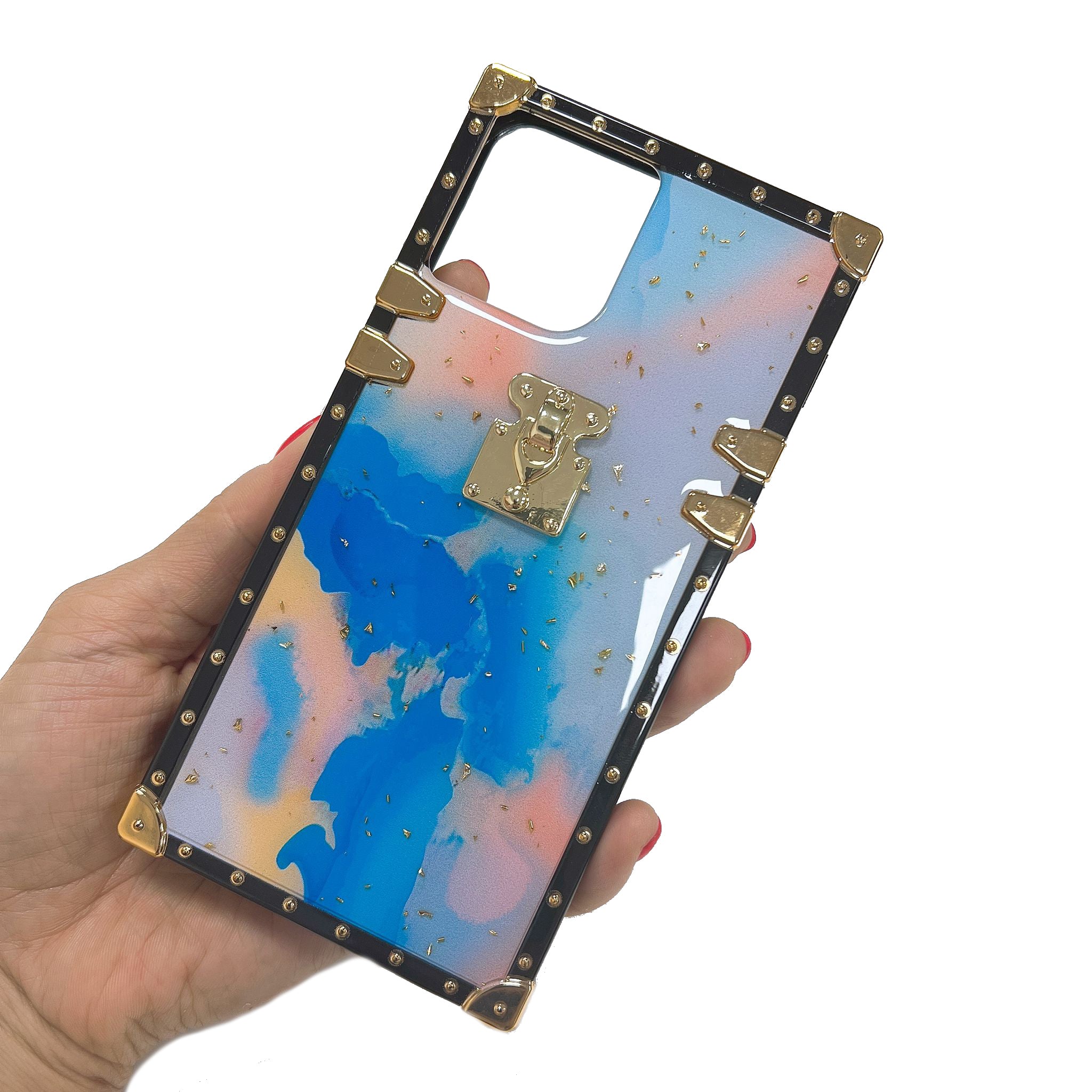 Square Case with Light Blue Marble Pattern iPhone 13 Pro