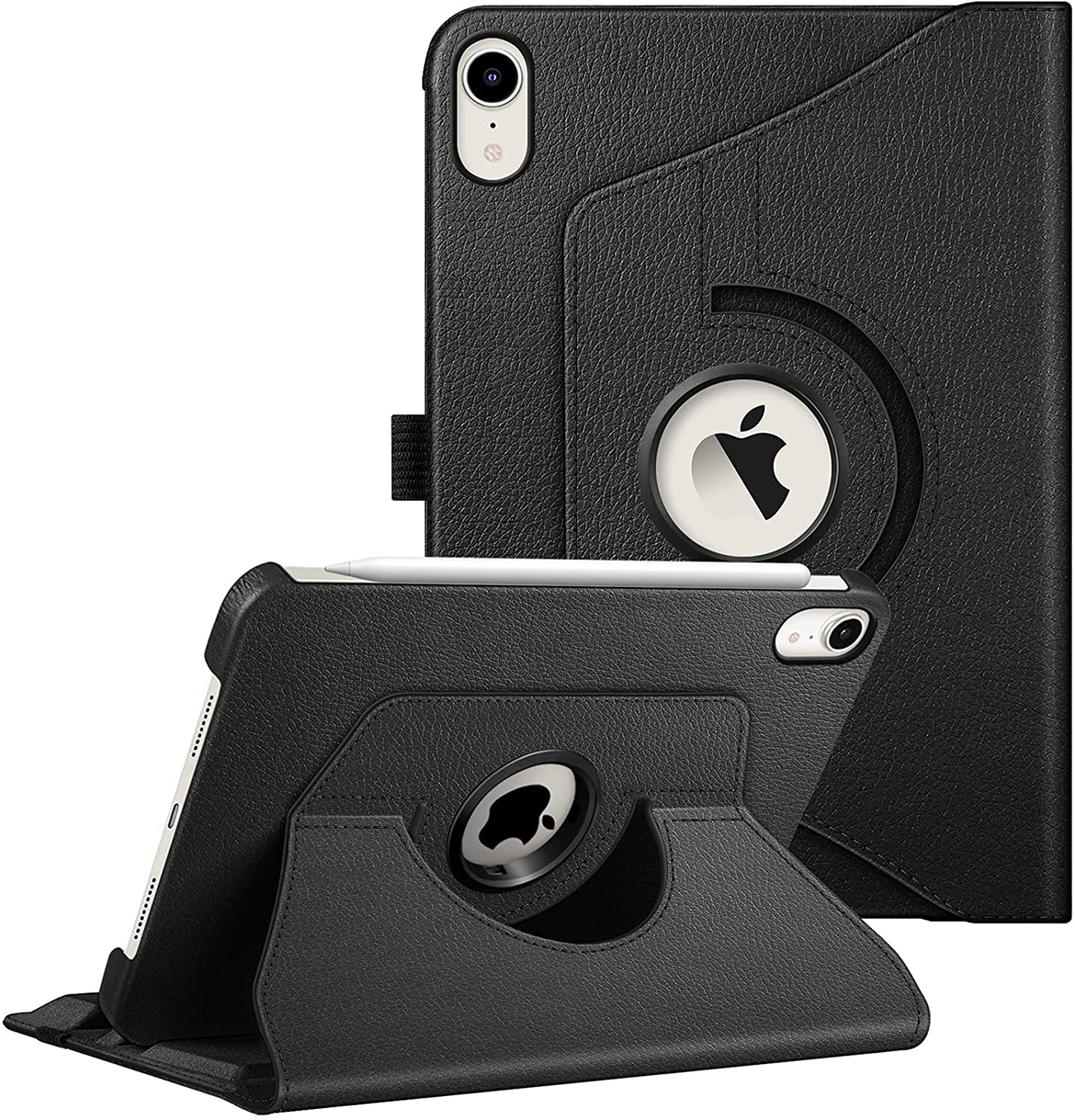 Black PU Leather Folio Folding 360 Case for iPad Mini 7 / Mini 6