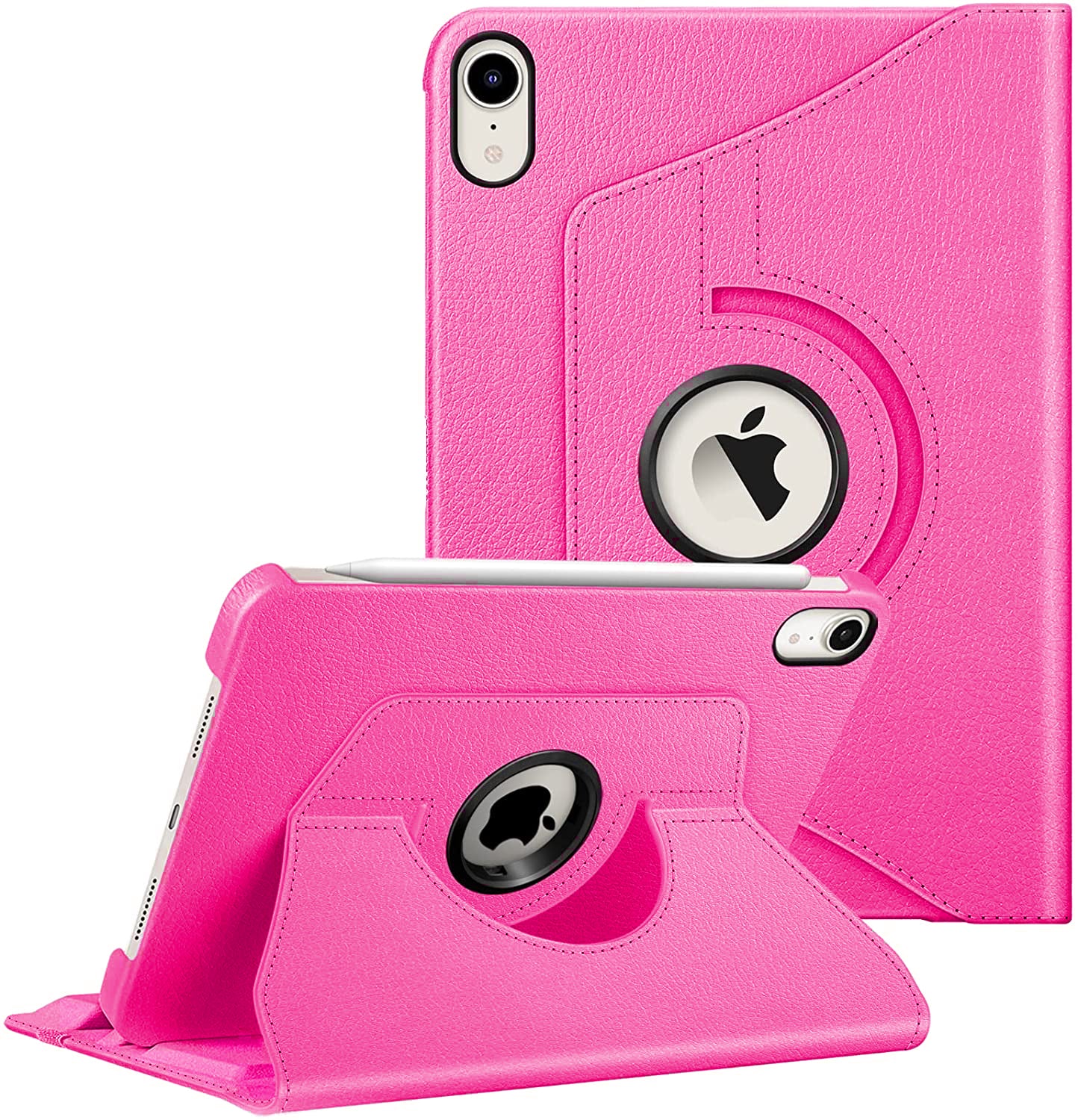 Hot Pink PU Leather Folio Folding 360 Case for iPad Mini 7 / Mini 6