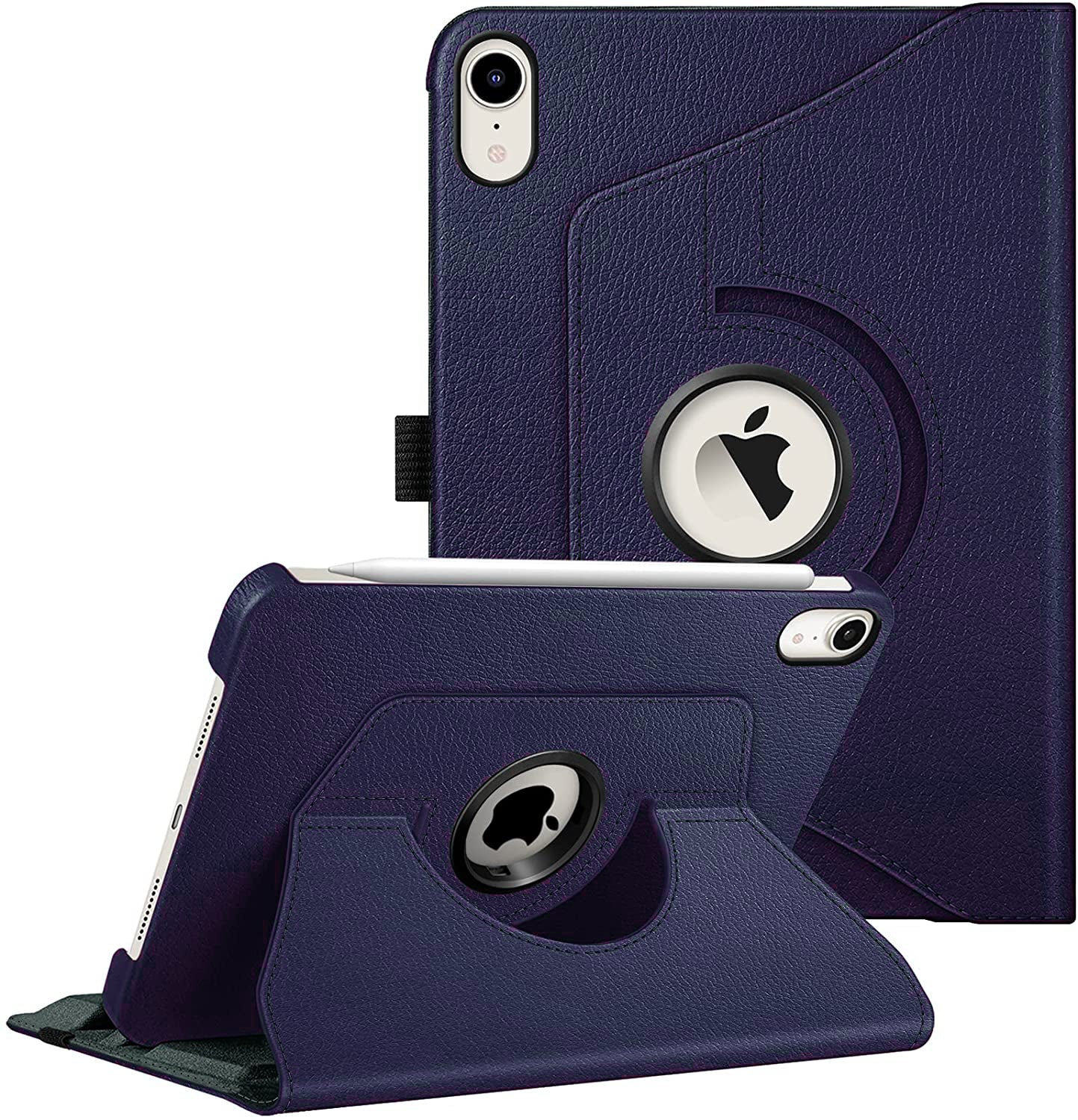 Navy Blue PU Leather Folio Folding 360 Case for iPad Mini 7 / Mini 6