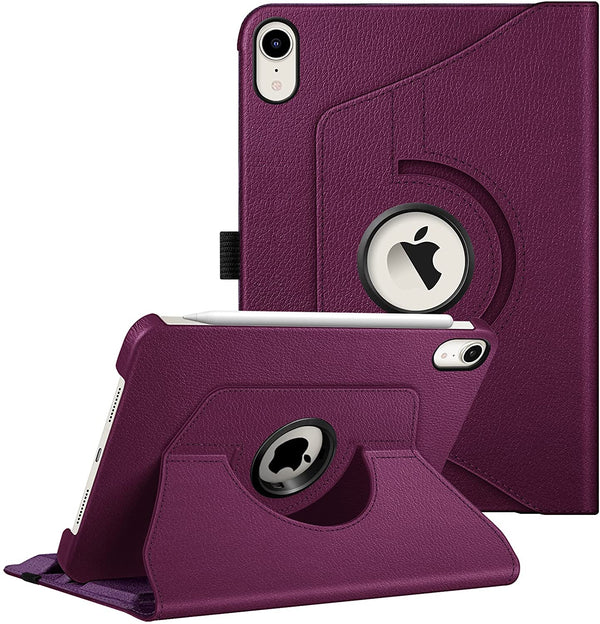 Purple iPad Mini 6 2021 PU Leather Folio Folding 360 Case
