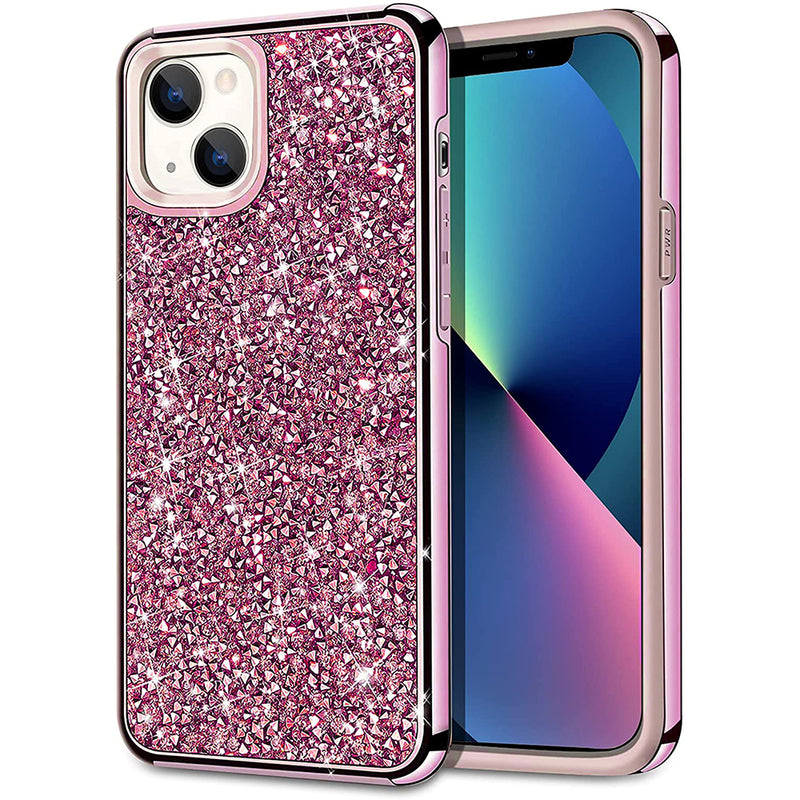For iPhone 14 6.1 / 13 6.1 Deluxe Diamond Bling Glitter Case Cover - Pink