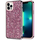 Pink iPhone 12 6.7 inch Deluxe Glitter Diamonds Electroplated PC TPU Hybrid