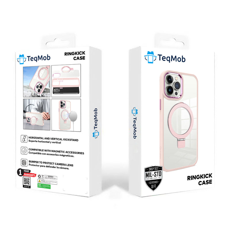 Clear Pink Frame Kickstand with Magnetic Compatibility for iPhone 11 with package