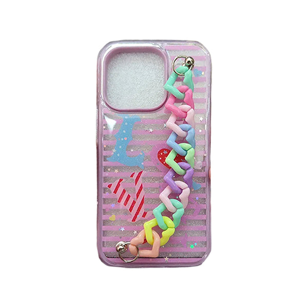 Purple Link Case Design with Hearts for iPhone 15 Plus 6.7 / 14 Plus 6.7