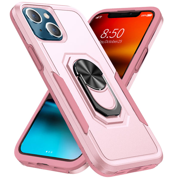 Pink Triple Heavy Duty with Ring Kickstand for iPhone 15 Plus 6.7 / 14 Plus 6.7