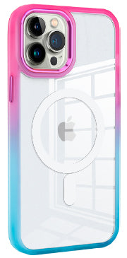 Pink and Blue Two Tone Case with Magnetic Compatibility for iPhone 14 Pro