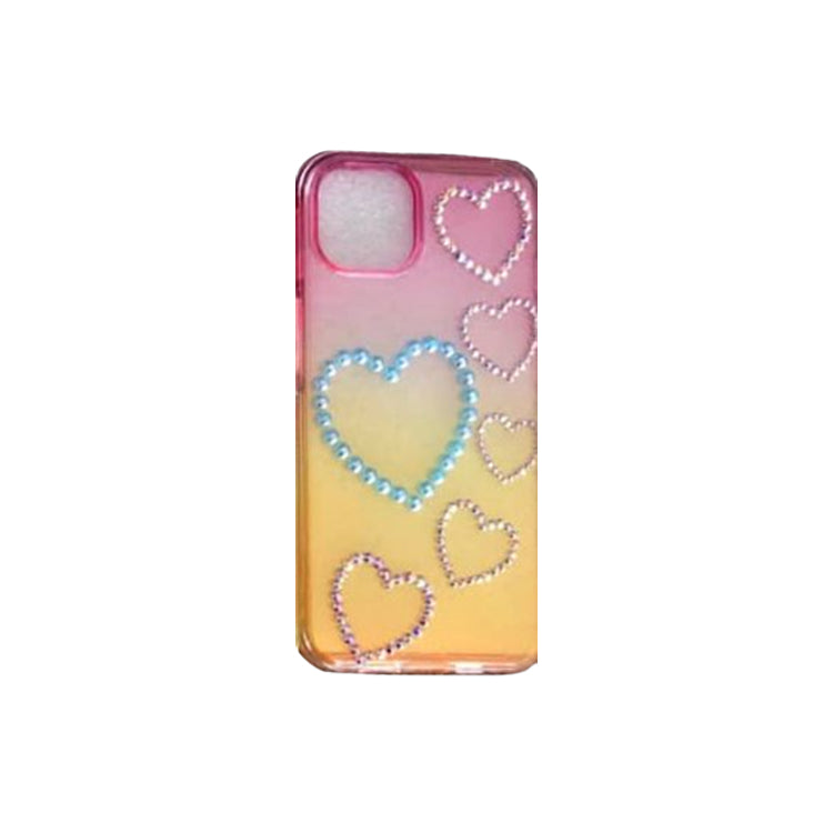 Pink Yellow Gradiant Stone Hearts Case for iPhone 14 Pro Max