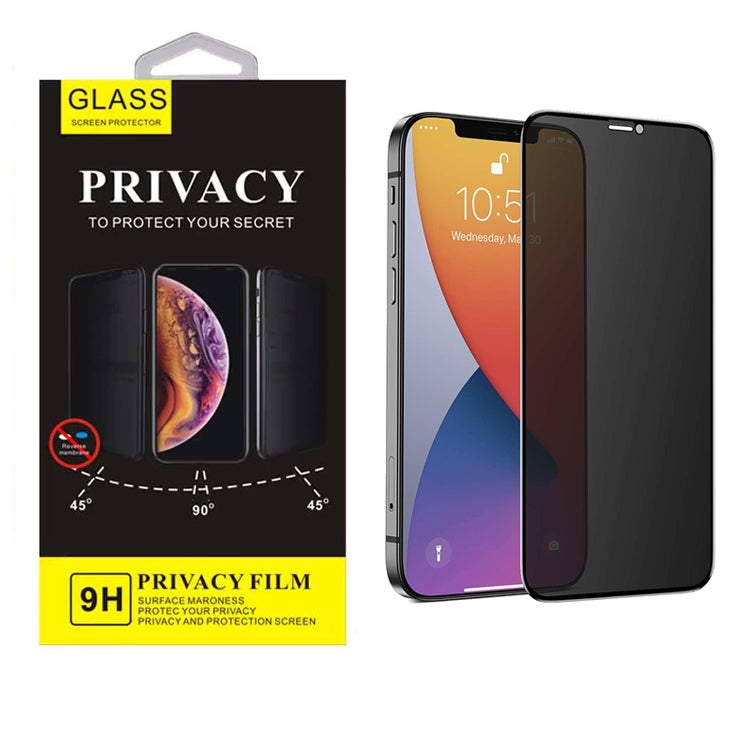 Privacy iPhone 12 Pro MAX 6.7 Full Glue Black  Edge Tempered Glass