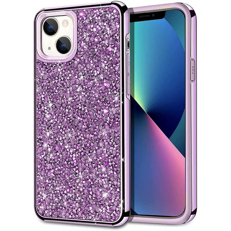 For iPhone 14 6.1 / 13 6.1 Deluxe Diamond Bling Glitter Case Cover - Purple