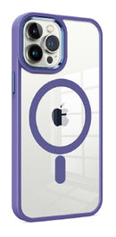 Purple Frame Clear Case with Magnetic Compatibility for iPhone 14 Pro Max