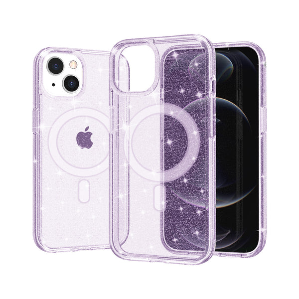 Purple iPhone 13 Pro Max Magnetic Compatible Glitter TPU Bumper