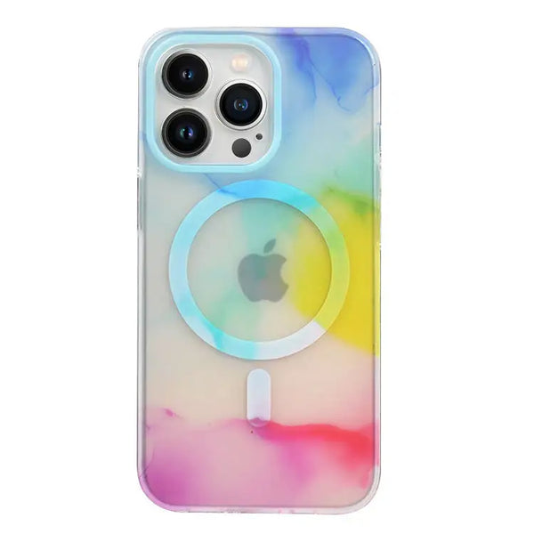 Purple Marble Design with Magnetic Compatibility for iPhone 14 6.1 / 13