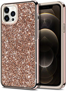 Rose Gold iPhone 12 6.7 inch Deluxe Glitter Diamonds Electroplated PC TPU Hybrid