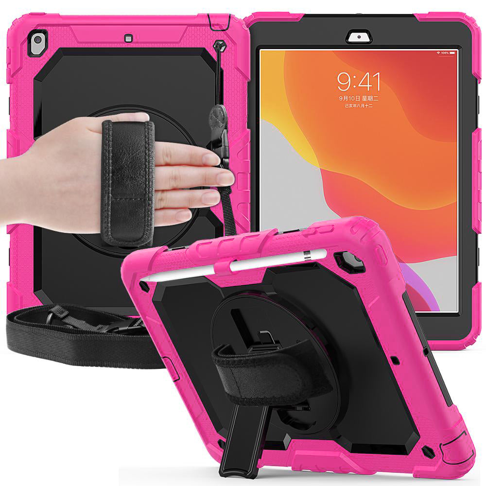 Pink Heavy Duty Case with Rotative Stand for iPad Air 11" 2024 / Air 4 / iPad Pro 11" (2022-2018)