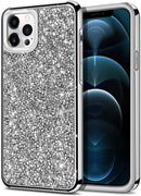 Silver iPhone 12 6.7 inch Deluxe Glitter Diamonds Electroplated PC TPU Hybrid