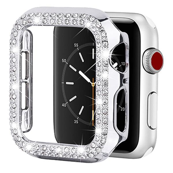 Diamond Silver Bumper Case for iWatch 44mm with tempered glass built in