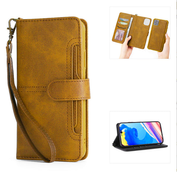 Tan for iPhone 14 Pro Folio Wallet Premium Detachable case