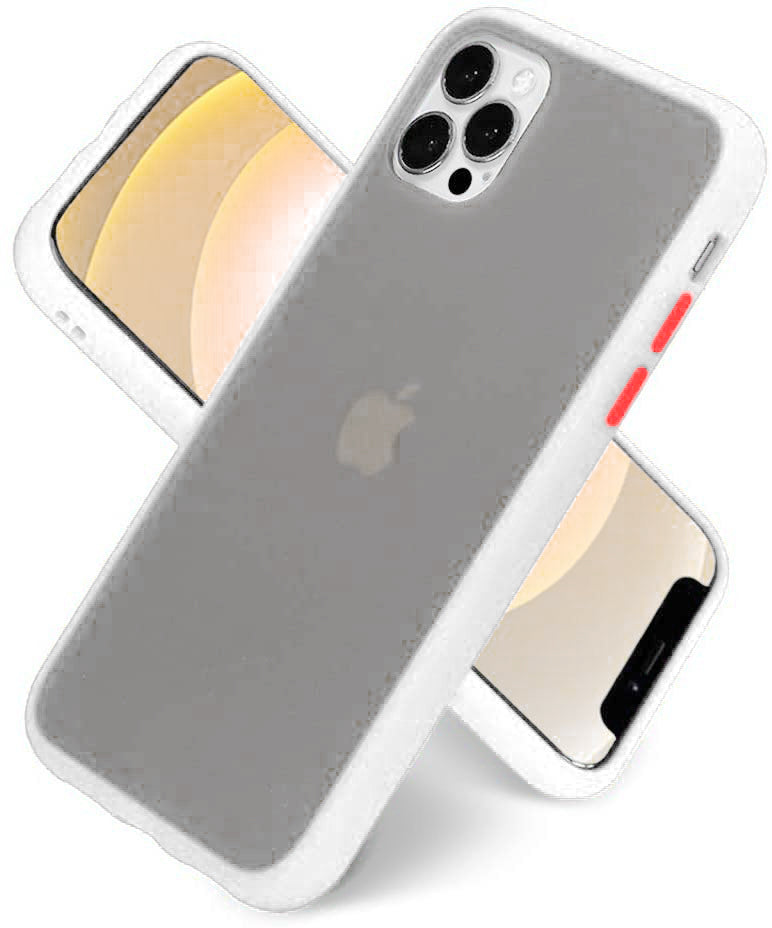 White TPU Frame - Red Button Soft Texture iPhone 13 Pro