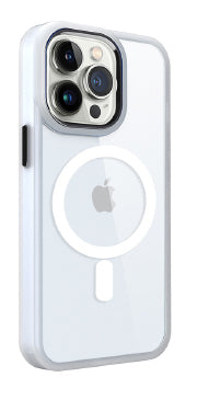 White Frame Clear Case with Magnetic Compatibility for iPhone 14 Pro