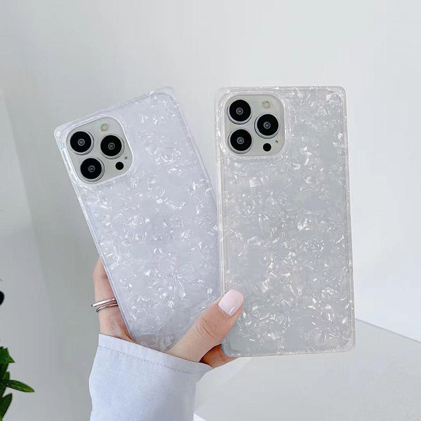 Square Case White Glitter Design for iPhone SE/8/7/6