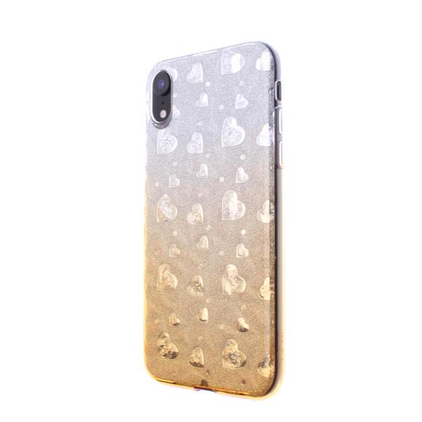 iPhone XS MAX Glitter TPU Two Tone with Hearts Gold