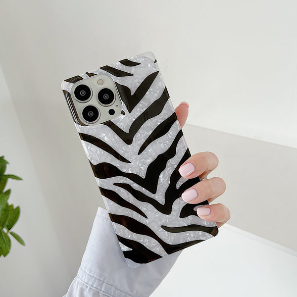 Square Case Zebra Design for iPhone 14 6.1 / 13