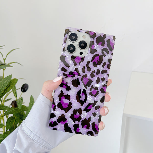 Square Case Purple Leopard Design for iPhone 12 / 12 Pro (6.1)